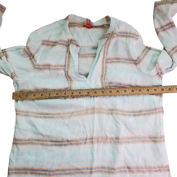 IZOD Linen Tunic.Blue and Orange Striped. LG - Picture 7 of 9